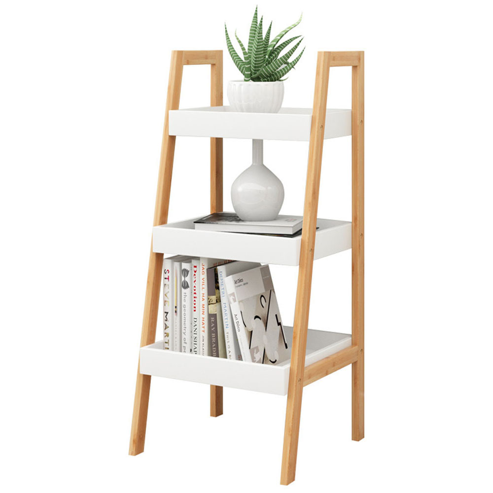 Living and Home Multi Tiered White Ladder Shelf Image 3