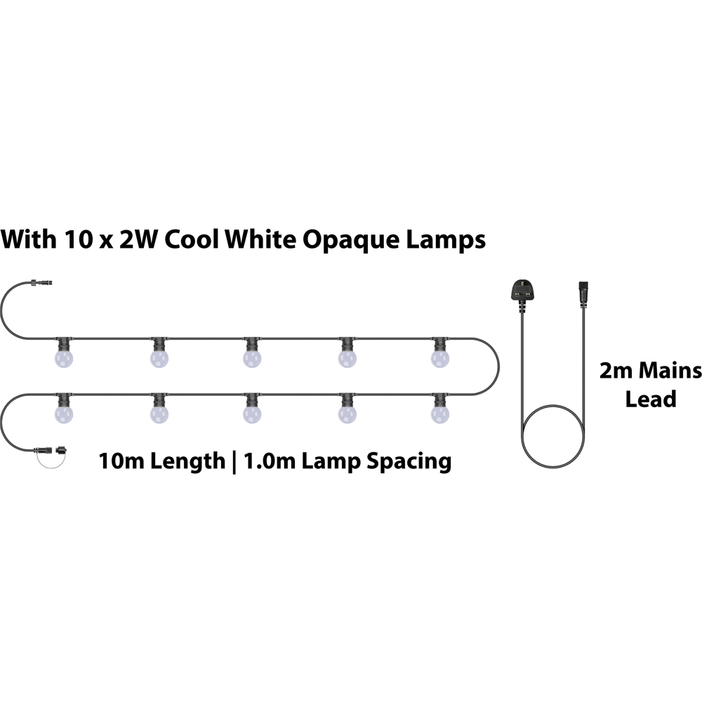 Eagle Connect Festoon 10 Cool White Opaque Lamps LED String Light 10m Image 4