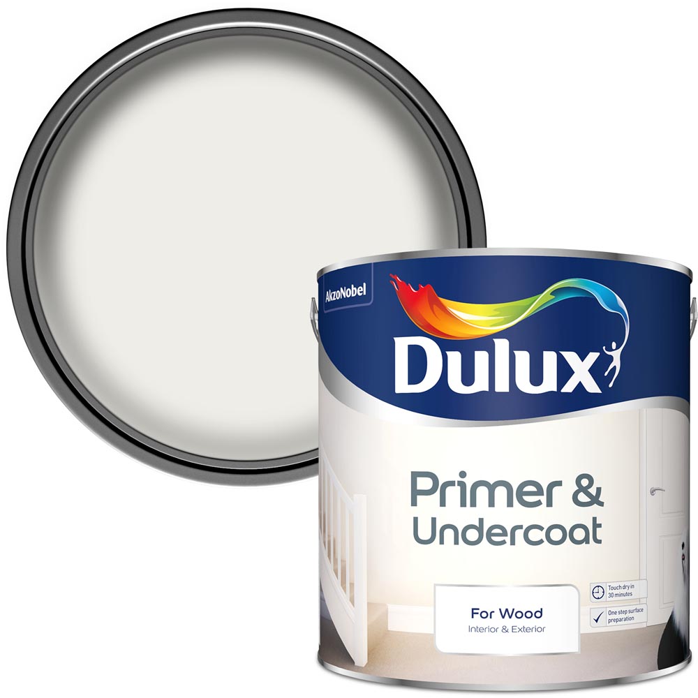 Dulux Wood Undercoat & Primer White Paint 2.5L Image 1