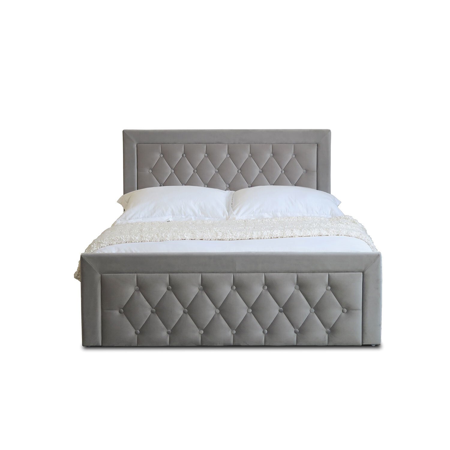 Mia King Size Grey Faux Brushed Velvet Ottoman Bed Image 3