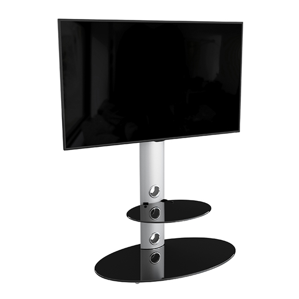 AVF Lugano Silver and Black Glass Oval Pedestal TV Unit Image 3