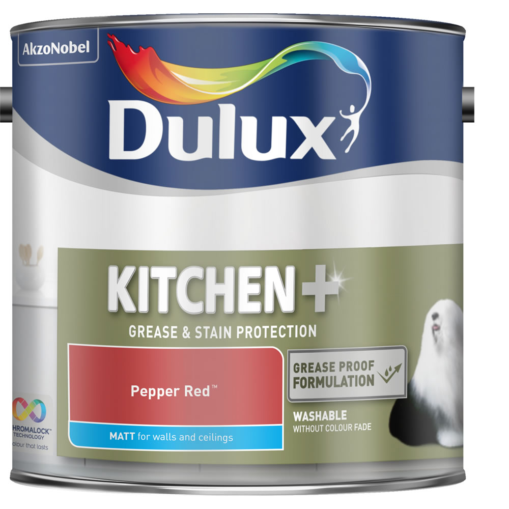 Dulux Kitchen+ Matt Emulsion Paint Pepper Red 2.5L Image 1