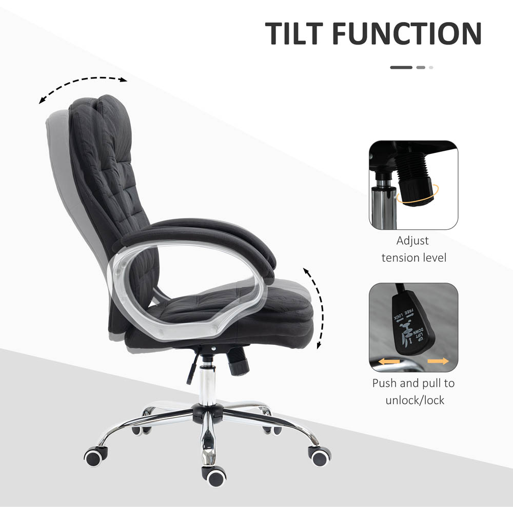 Portland Black Linen Swivel Office Chair Image 4