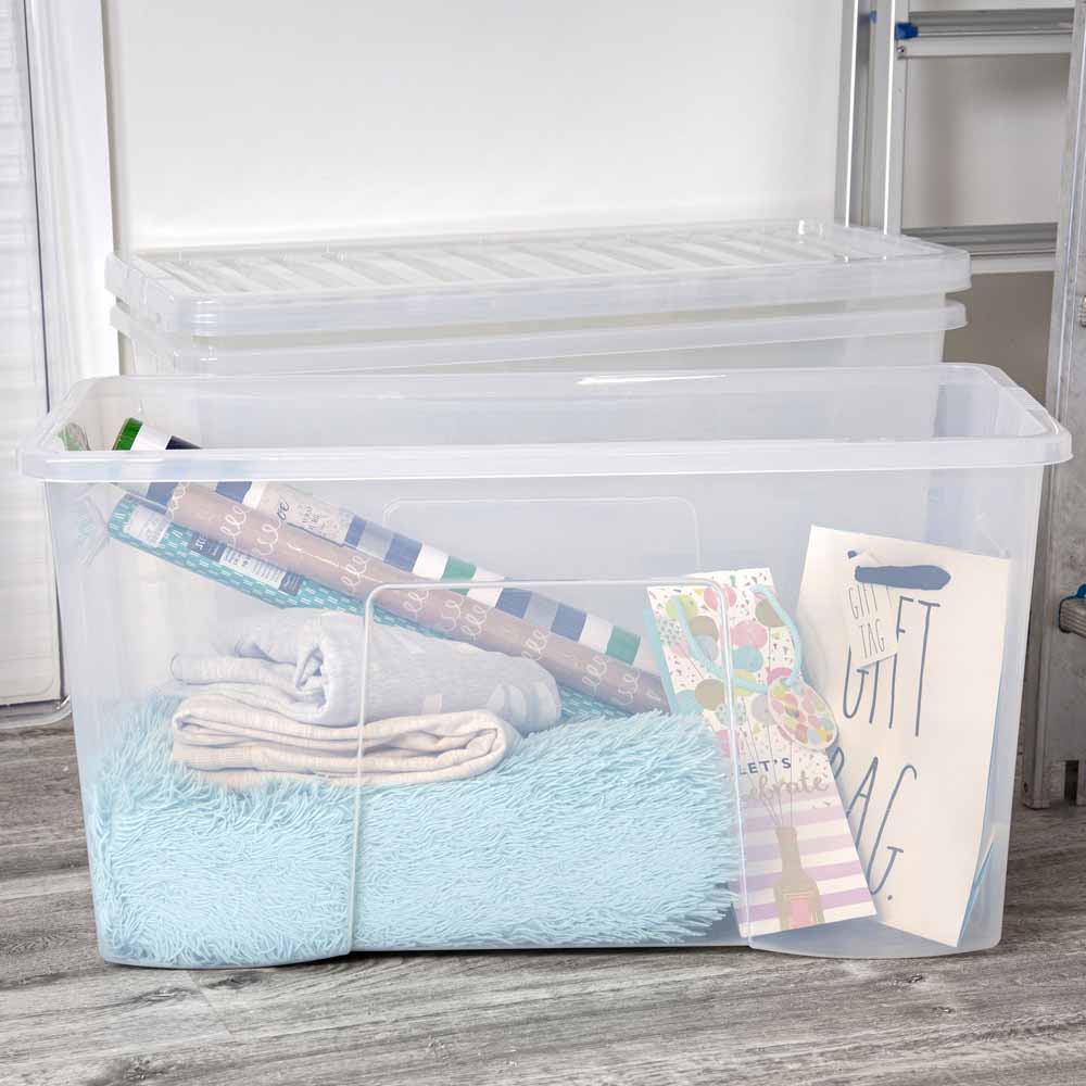 Wham 110L Crystal Storage Box and Lid 3 Pack | Wilko