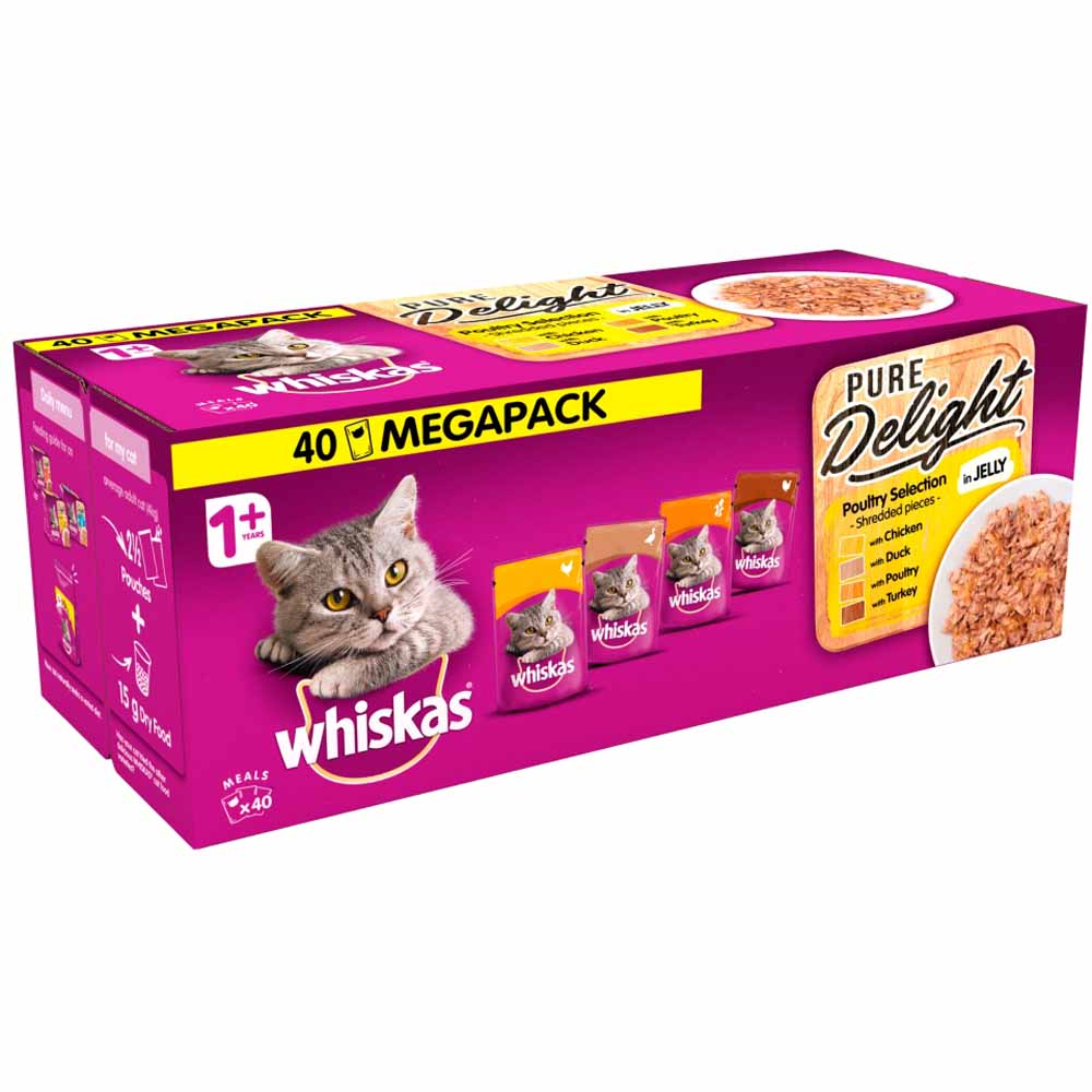 Whiskas Pure Delight Cat Food Pouches Poultry in Jelly Mega Pack 40 x 85g Image 2