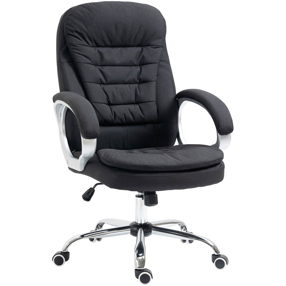Portland Black Linen Swivel Office Chair Image 2