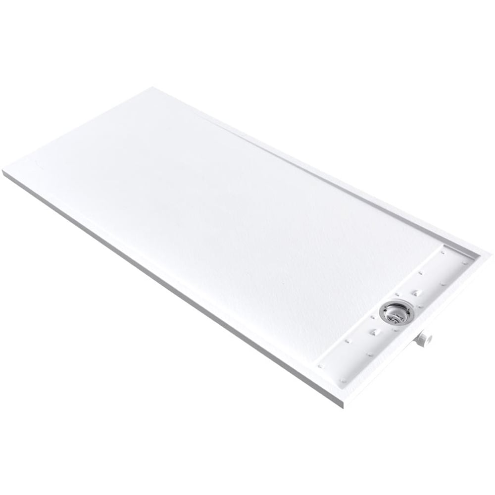 H&O Direct White Sleek Rectangular Shower Tray with Drain 120cm Image 1