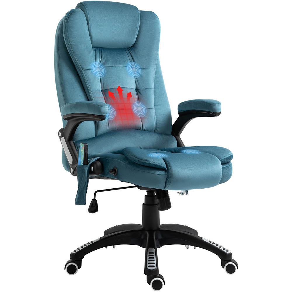 Portland Blue Velvet Swivel Massage Recliner Office Chair Image 2