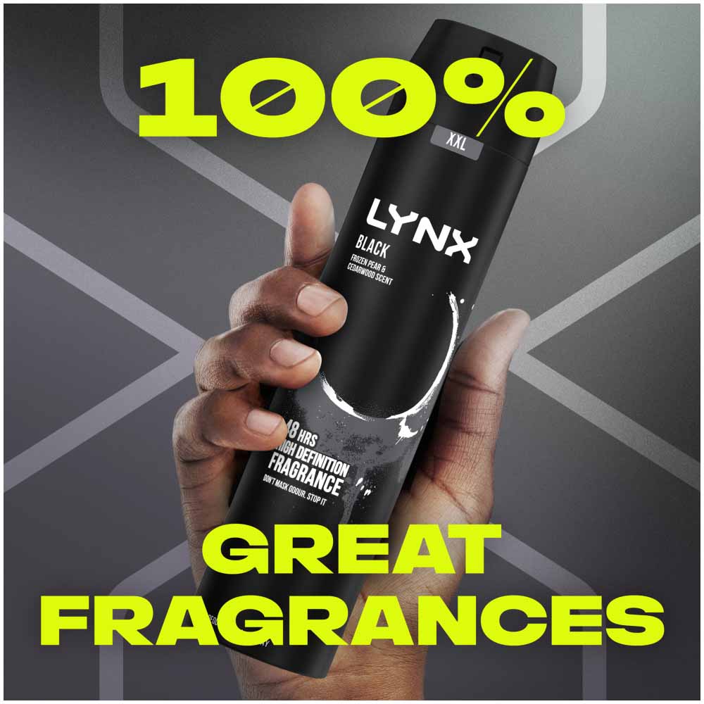 Lynx XXL Black 48 Hour Fresh Deodorant and Bodyspray 250ml Image 7