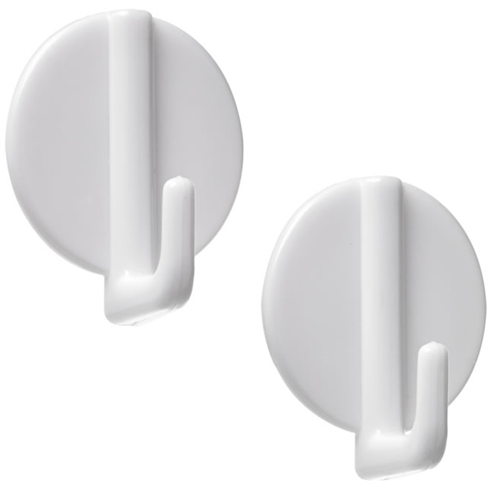 Wilko White Round Self Adhesive Hook 2 Pack Image