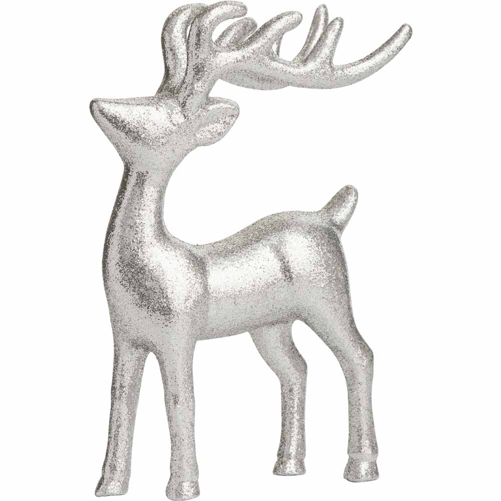 Wilko Magical Modern Glitter Stag Christmas Decoration Small Image 1