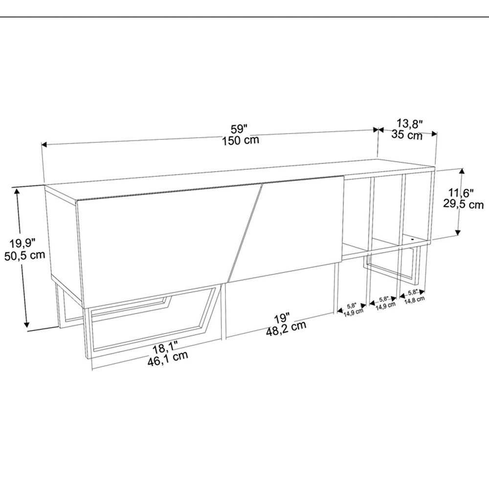 Decorotika Linossa 3 Shelf White and Black Marble TV Unit Image 7