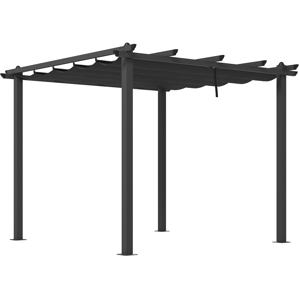 Outsunny 3 x 3m Dark Grey Retractable Sun Shade Pergola Roof Image 2