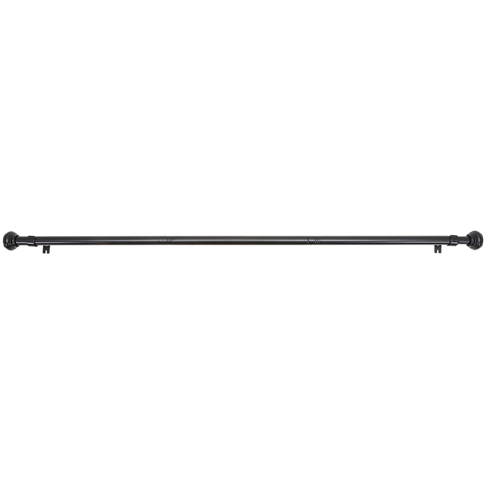 Living and Home 122-213cm Glossy Black Telescopic Curtain Pole with Brackets and Round Finial Image 4