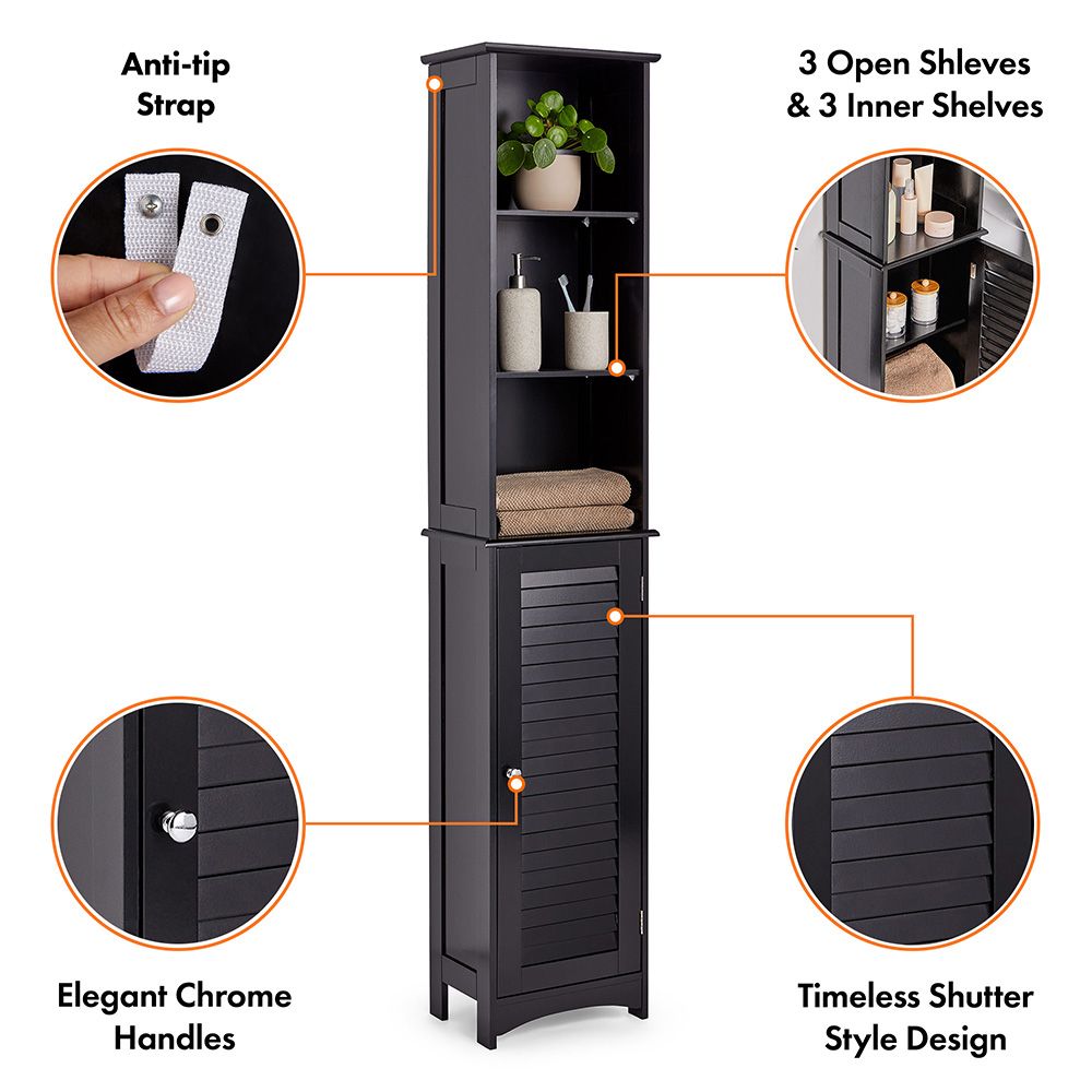 VonHaus Single Door Black Cabinet Image 5