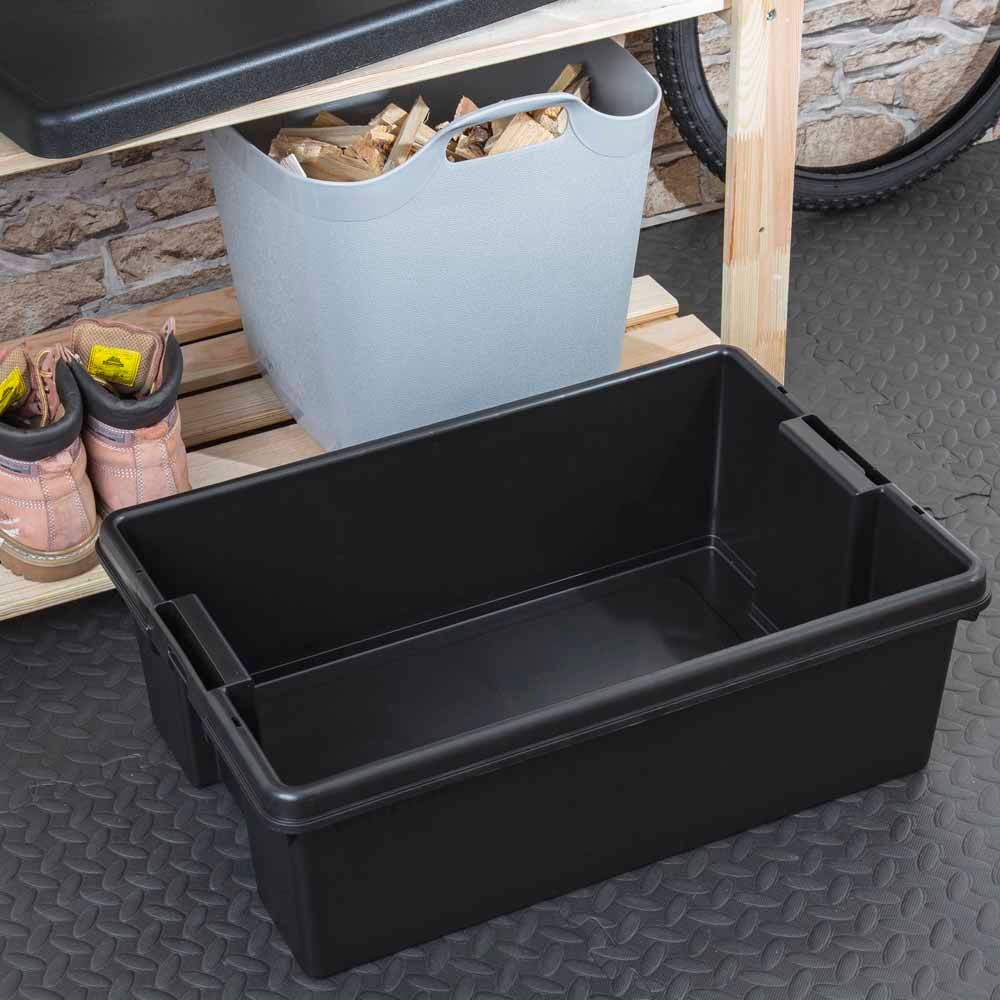 5 x 36L Heavy Duty Storage Boxes With Lid Black Recycled Plastic