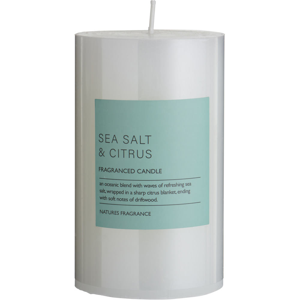 Nature's Fragrance Sea Salt and Citrus Pillar Candle Image 1