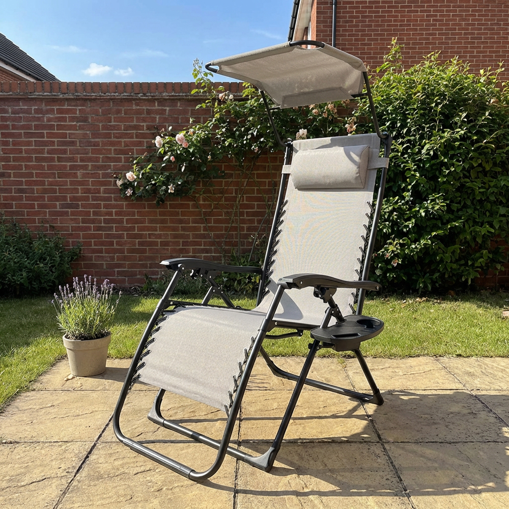 Zero Gravity Chair Canopy and Cup Holder - Grey Image 5