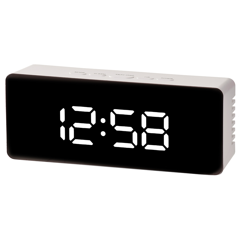 Acctim White Mirror Digital Alarm Clock Image 1