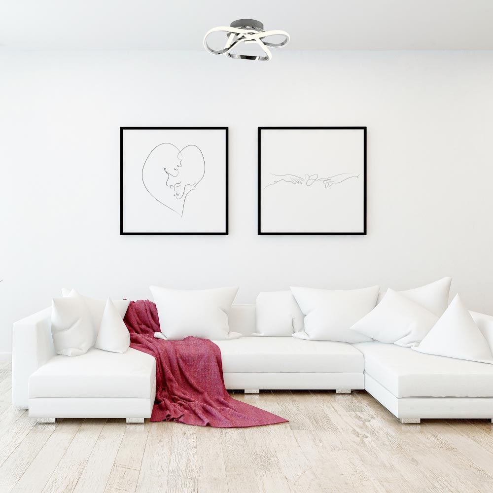 Happy Homewares Polished Chrome Looping Strips Flush LED Powered Ceiling Light Image 2