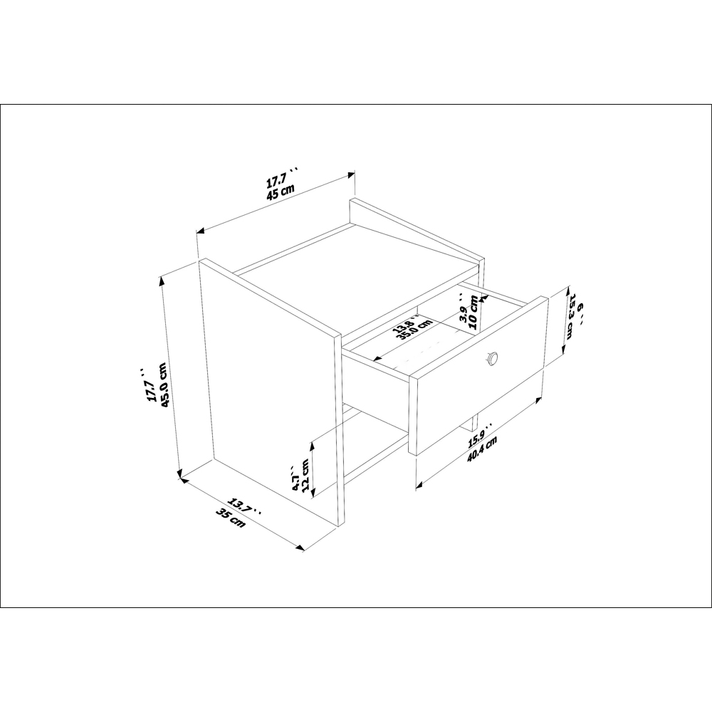 Decorotika Berlin Single Drawer Single Shelf Cottonbeige Bedside Table Image 7