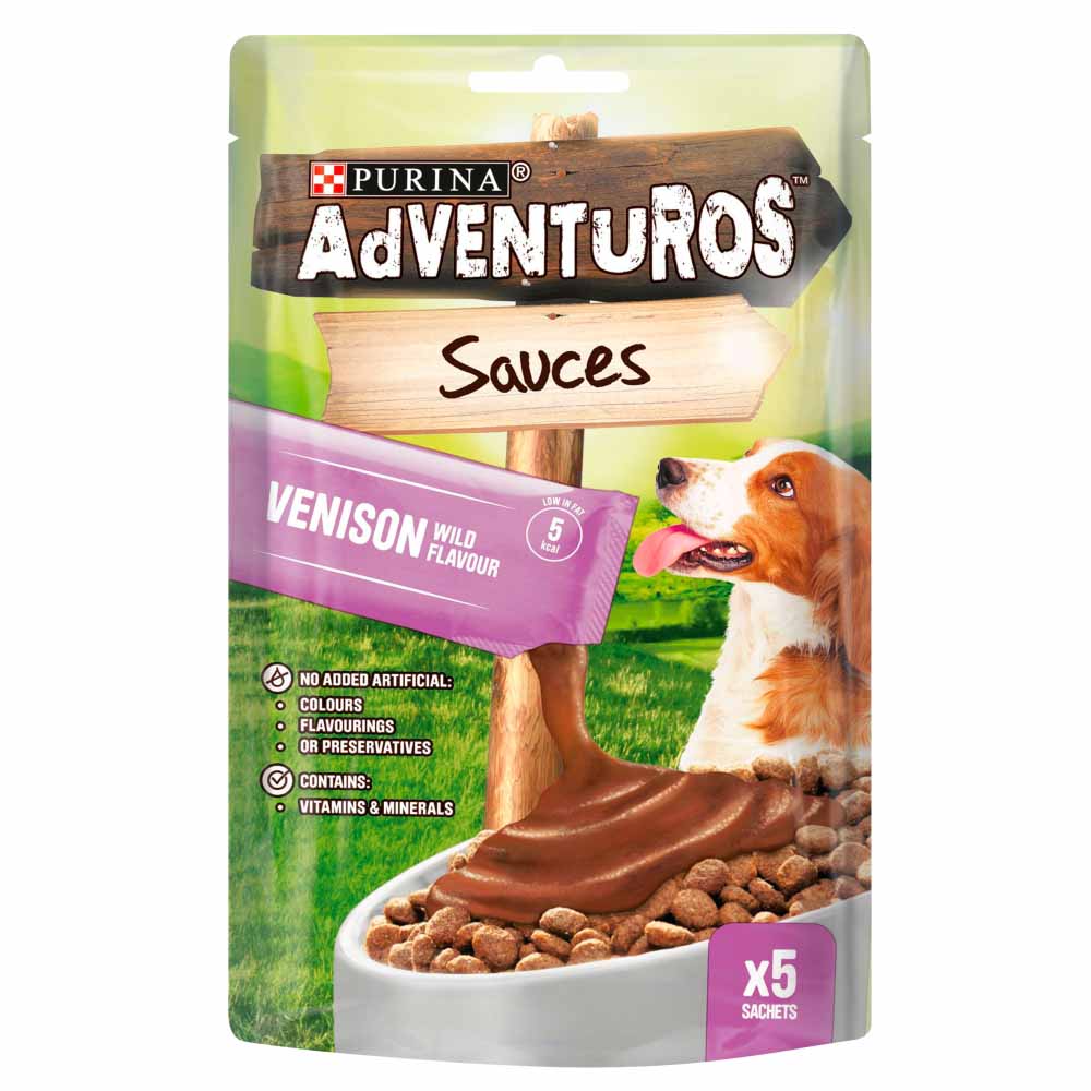 Purina Adventuros Sauces Wild Venison Dog Treats 5 x 25g Image 1
