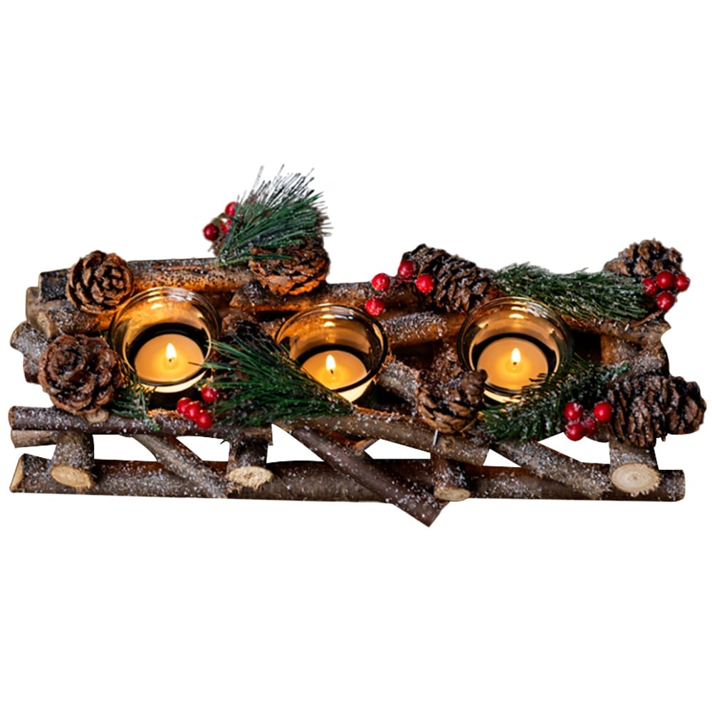 Marco Paul Wooden Branch Triple Tea Table Light Christmas Decoration Ornament Image 1