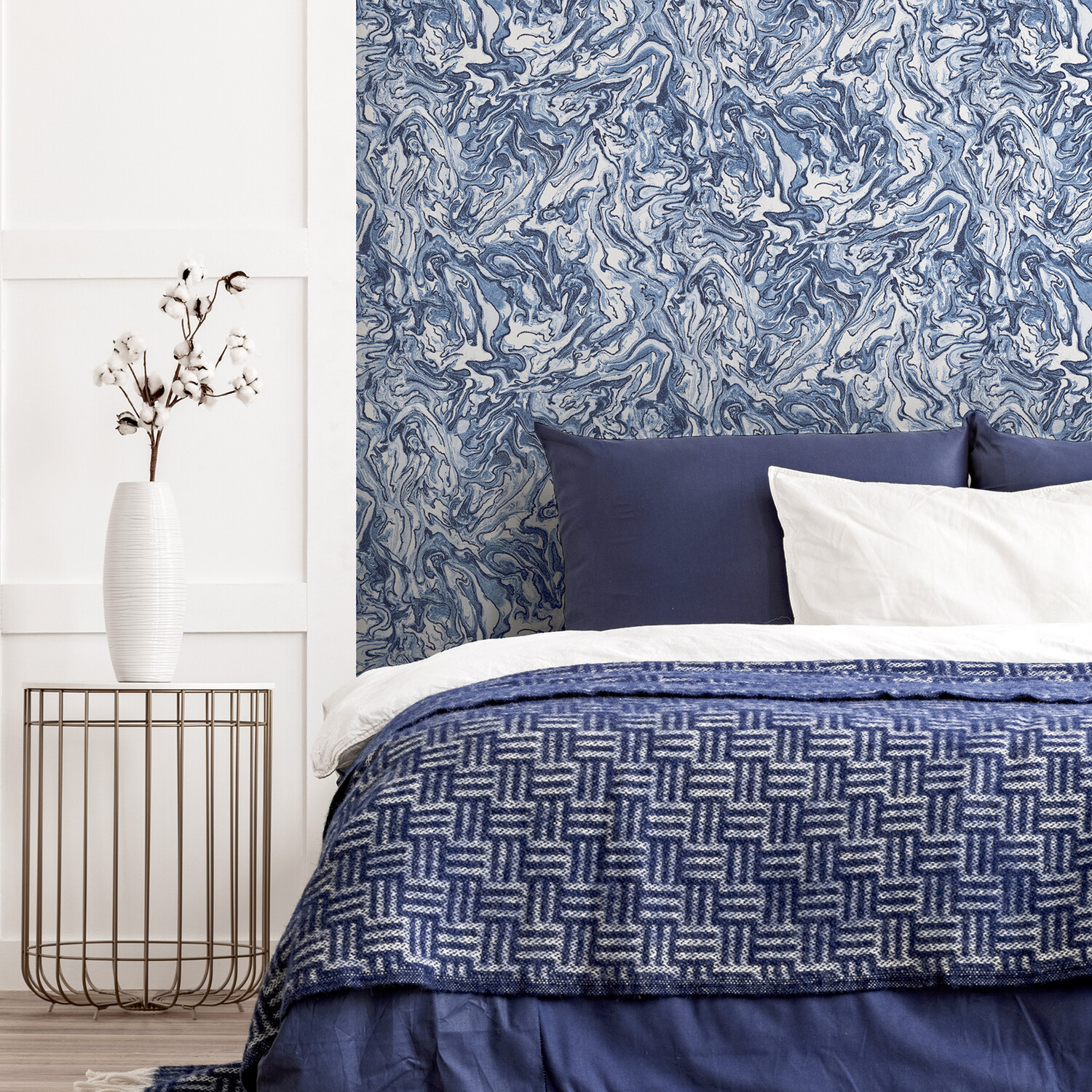 Liquid Marbled Wallpaper - Navy Image 5