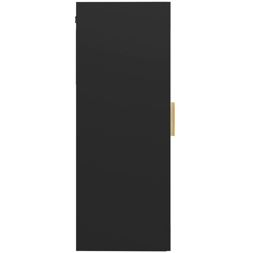 vidaXL 2 Glass Door 3 Shelf Black Hanging Wall Cabinet Image 4