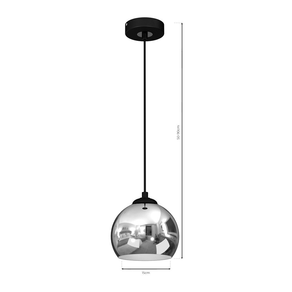 Milagro Toro Black and Chrome Pendant Lamp 230V Image 9