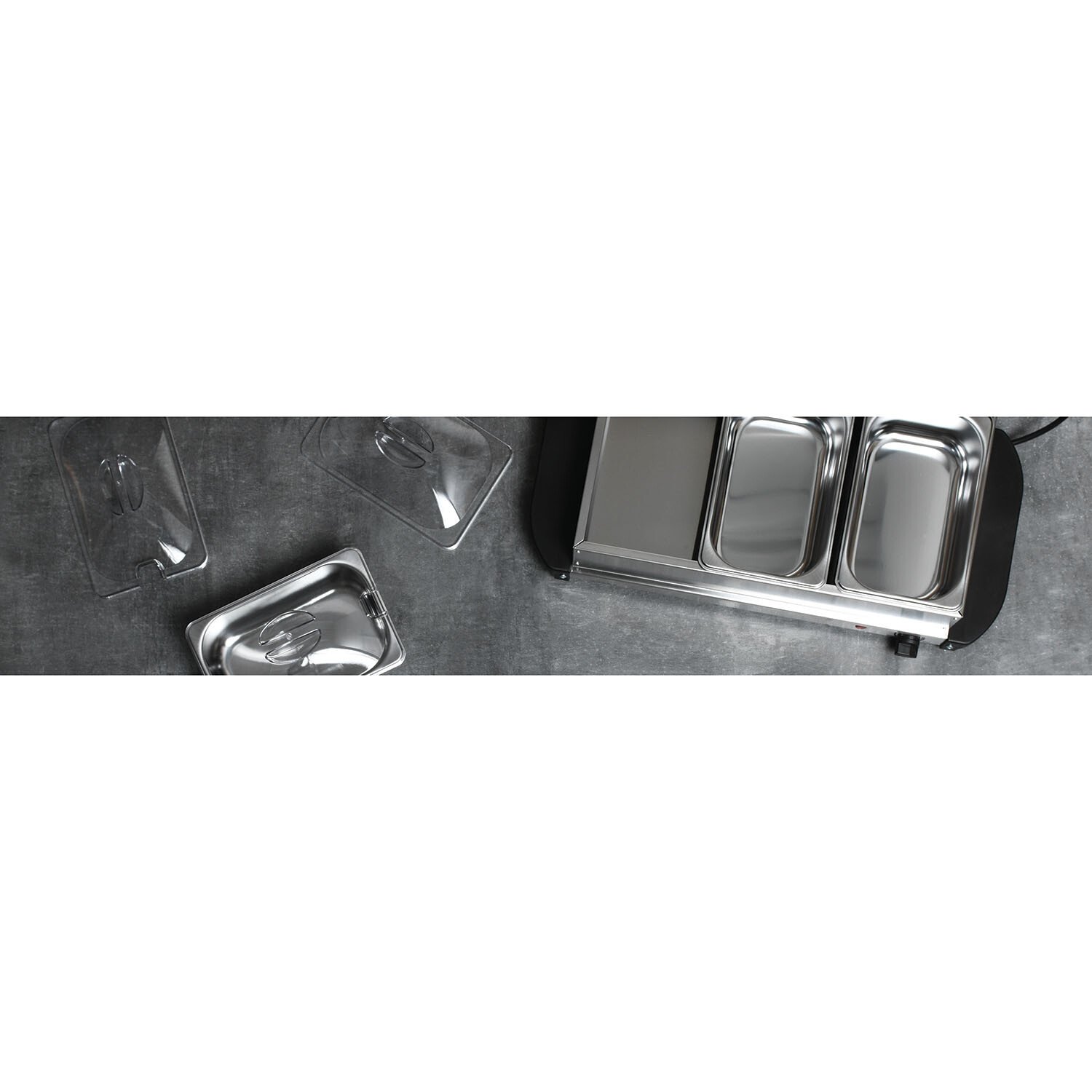 KitchenMaster 3 Dish Buffet Server - Silver | Wilko