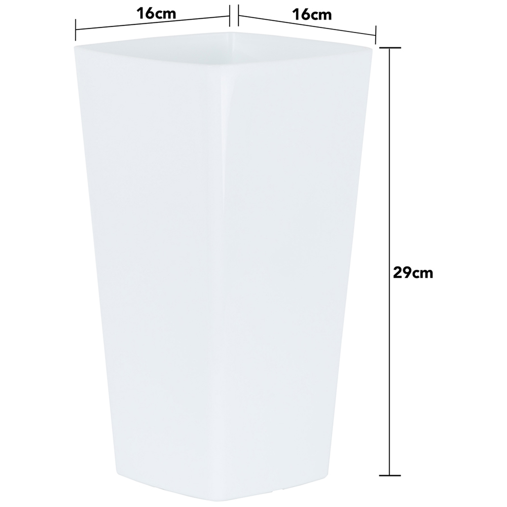 Wham Studio Ice White Tall Square Plastic Planter 16cm 3 Pack Image 5