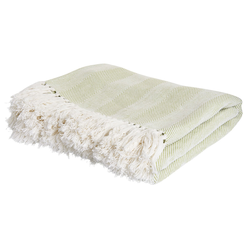 Wilko Woven Blanket Green Wilko