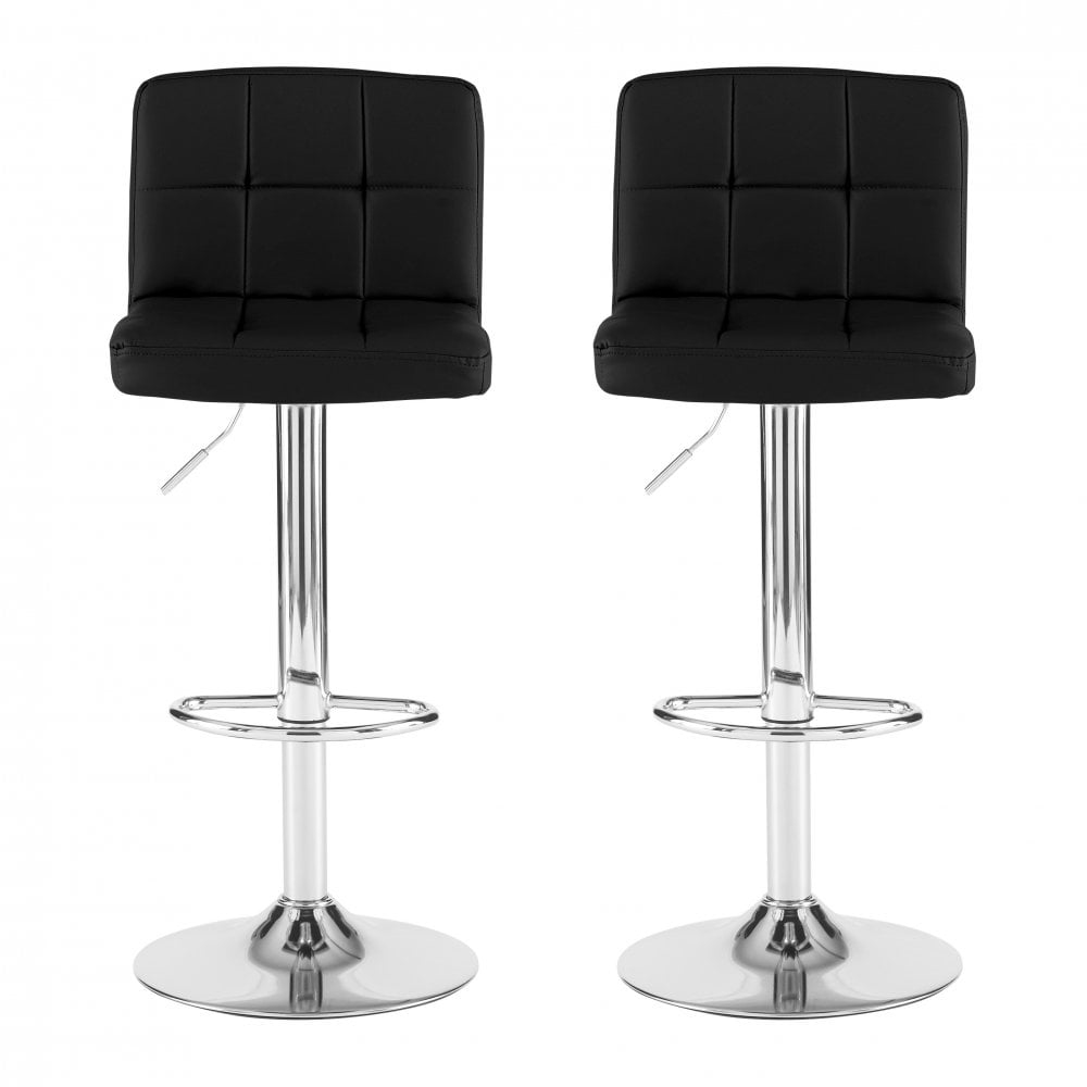 Neo Black Faux Leather Swivel Bar Stools Set of 2 Wilko