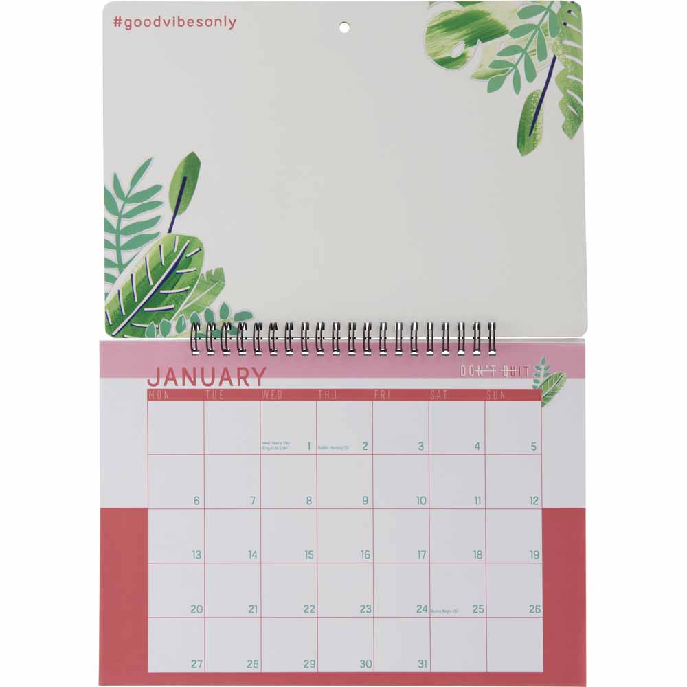 Wilko Leaves Calendar Memo Board Wilko