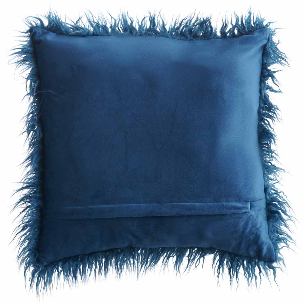 Wilko Teal New Faux Mongolian Cushion 43 x 43cm Image 2