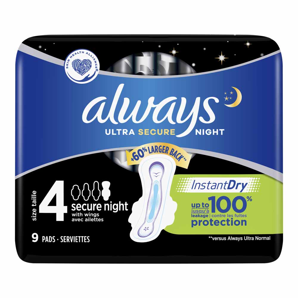Always Ultra Single Secure Night Sanitary Towels 9  pack Image 2