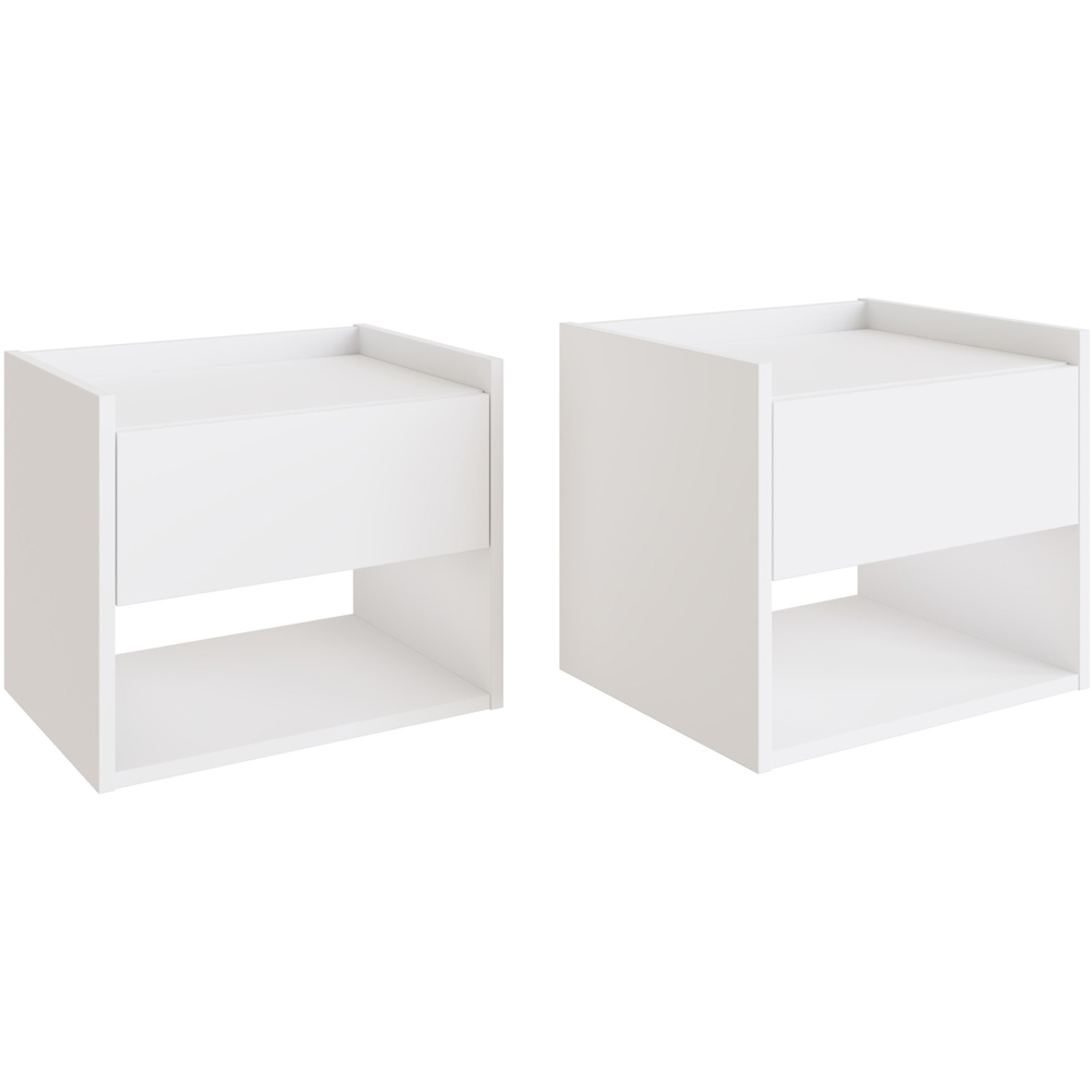 GFW Harmony Single Drawer White Wall Mounted Bedside Table Set of 2 Image 2