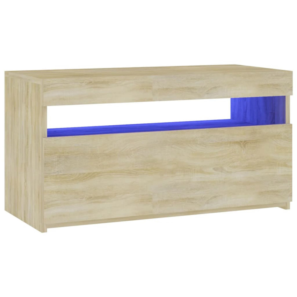 vidaXL Single Flap Door Sonoma Oak TV Cabinet with LED Light Image 7