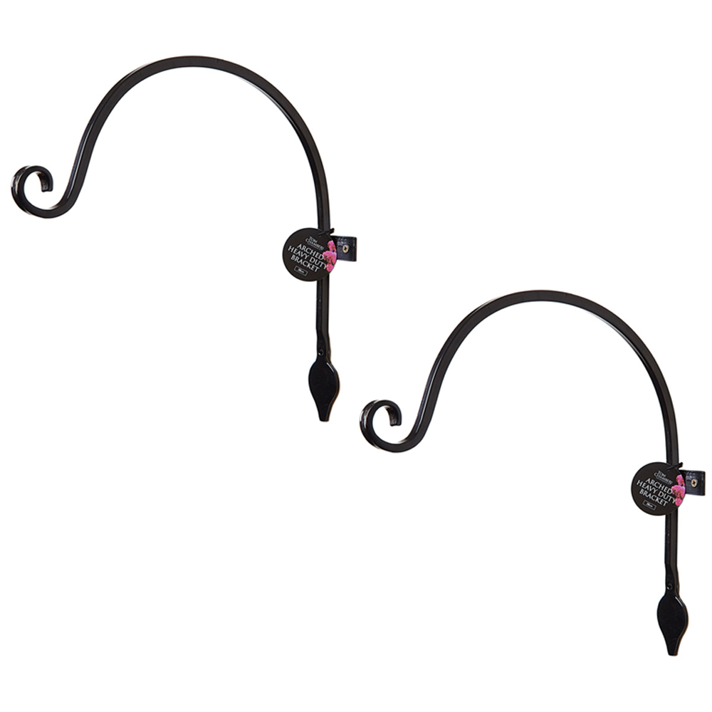 Samuel Alexander Heavy Duty Black Wall Bracket Hook 38cm 2 Pack Image 1