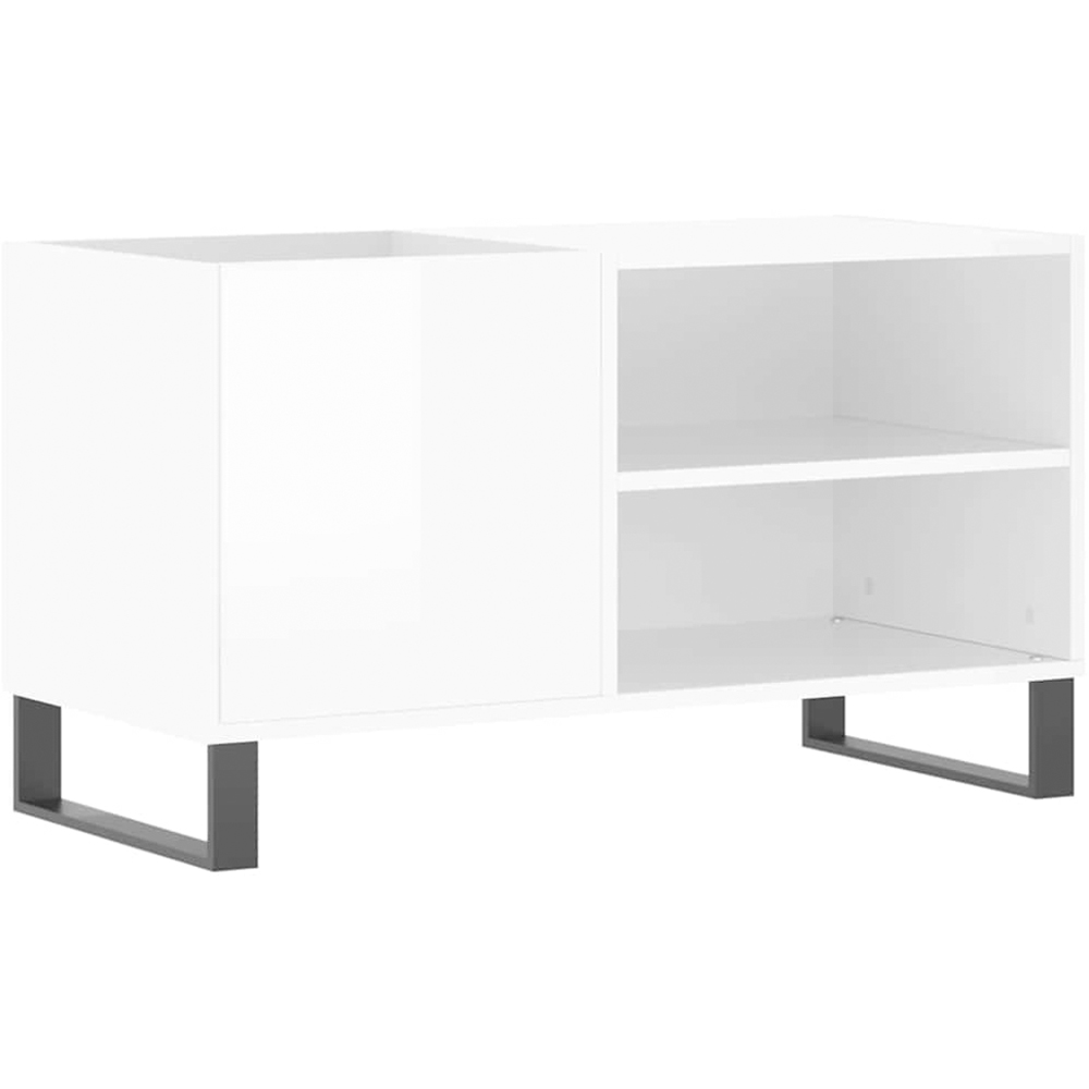 vidaXL 2 Shelf High Gloss White Record Cabinet Image 2