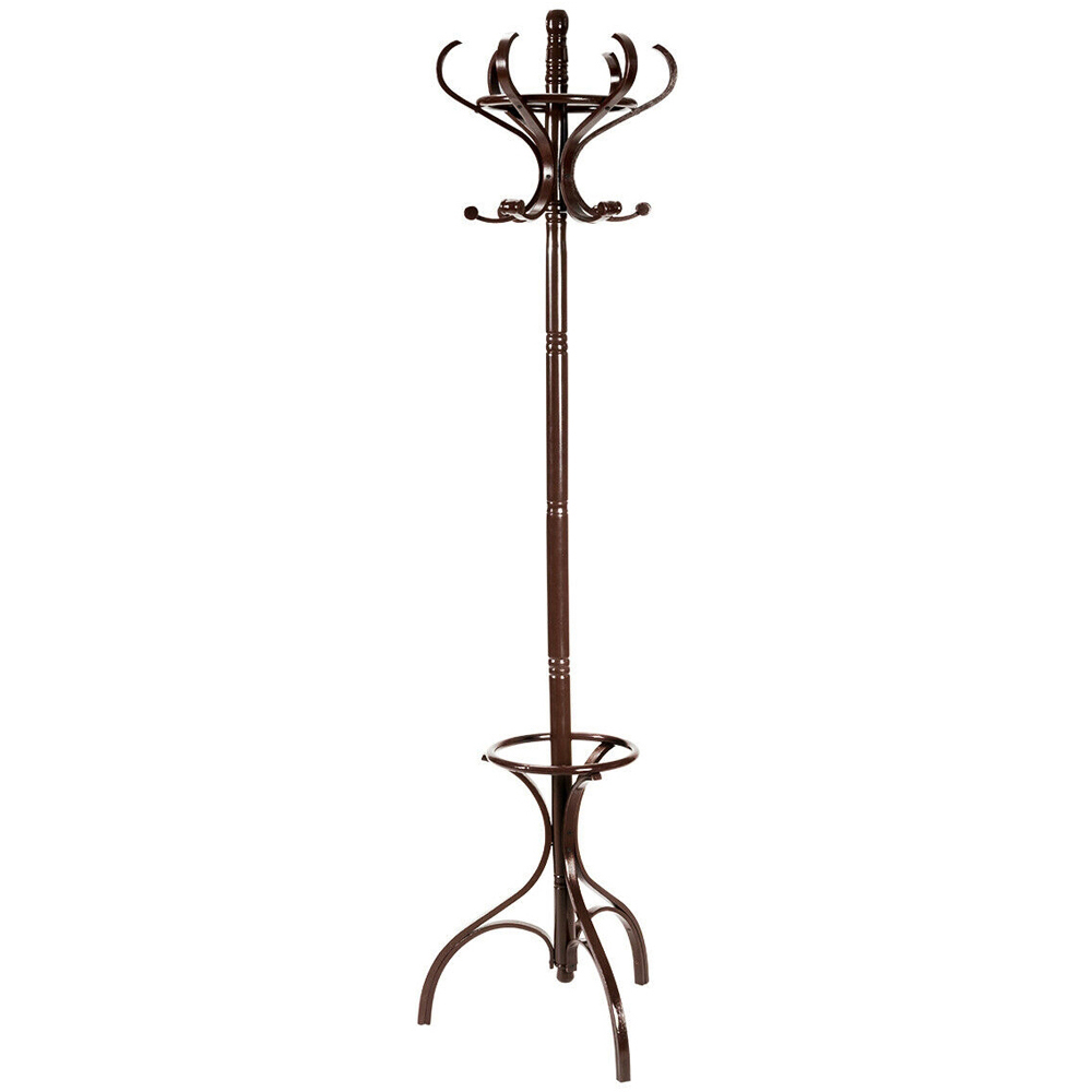 Costway Brown Freestanding Wooden Coat Rack Image 1