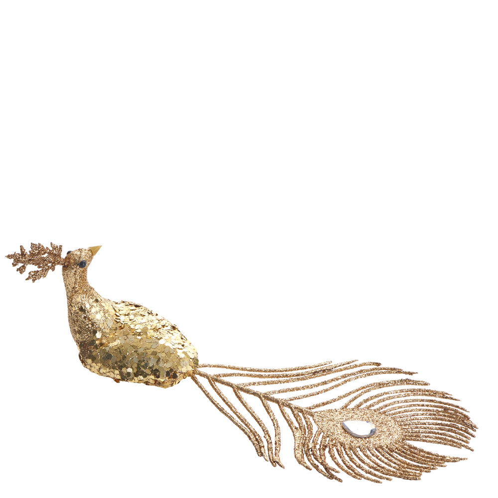 Wilko Midnight Magic Gold Bird Clip-On Christmas  Tree Decoration Image 2