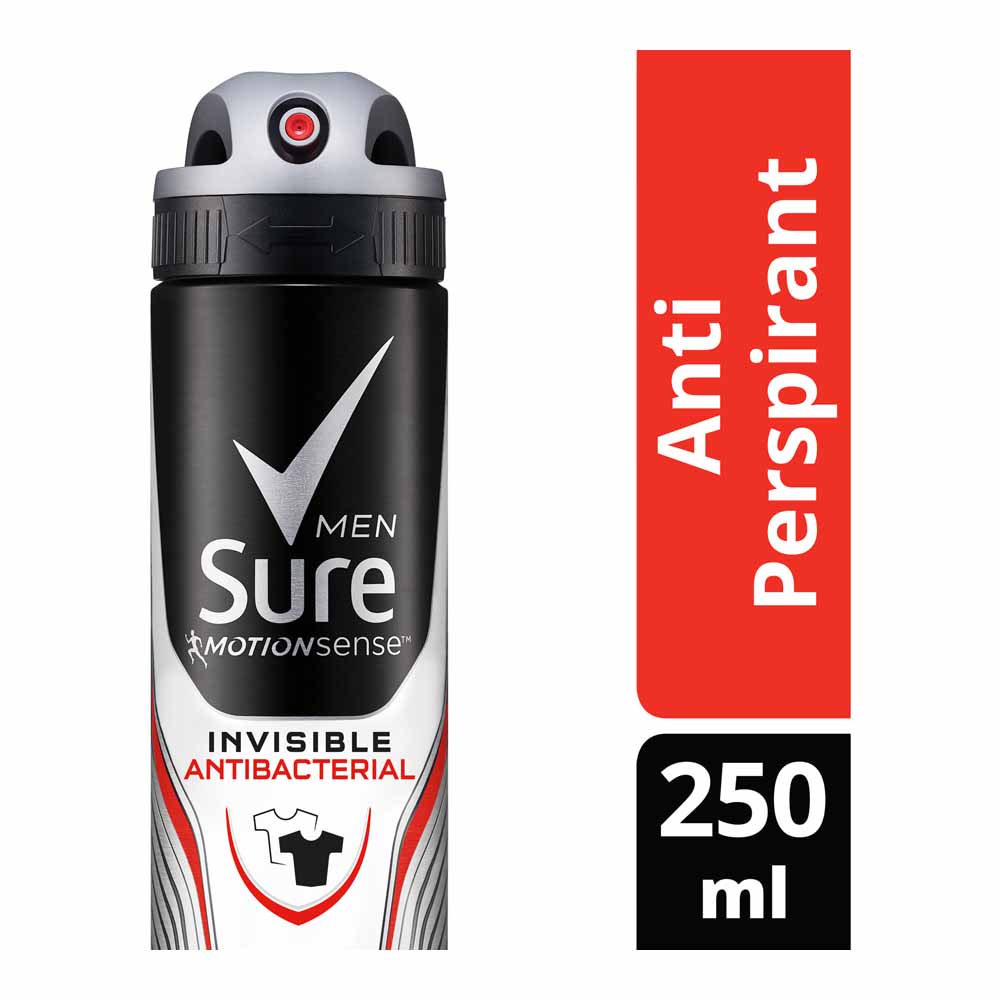 Sure For Men Invisible Antibacterial Anti-Perspirant Deodorant 250ml  - wilko