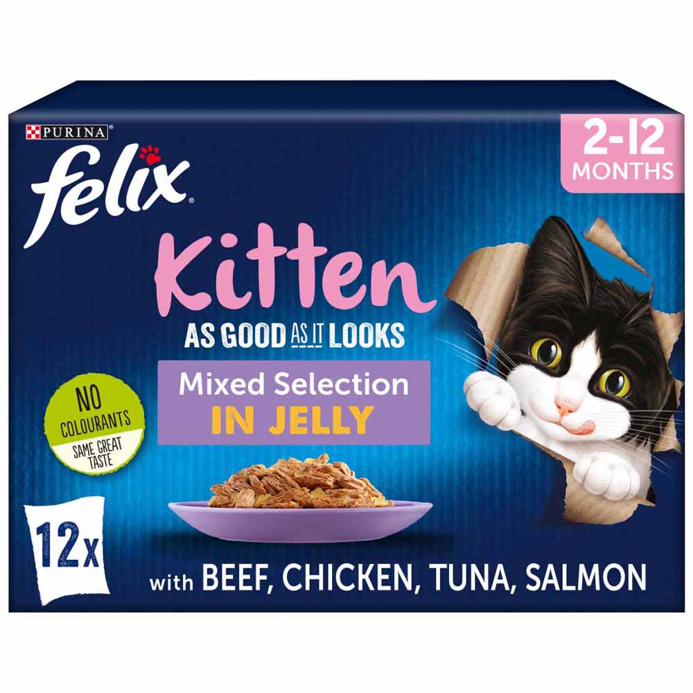 Felix As Good As It Looks Kitten Mixed Selection in Jelly Wet Cat Food 12 x 100g Image 1