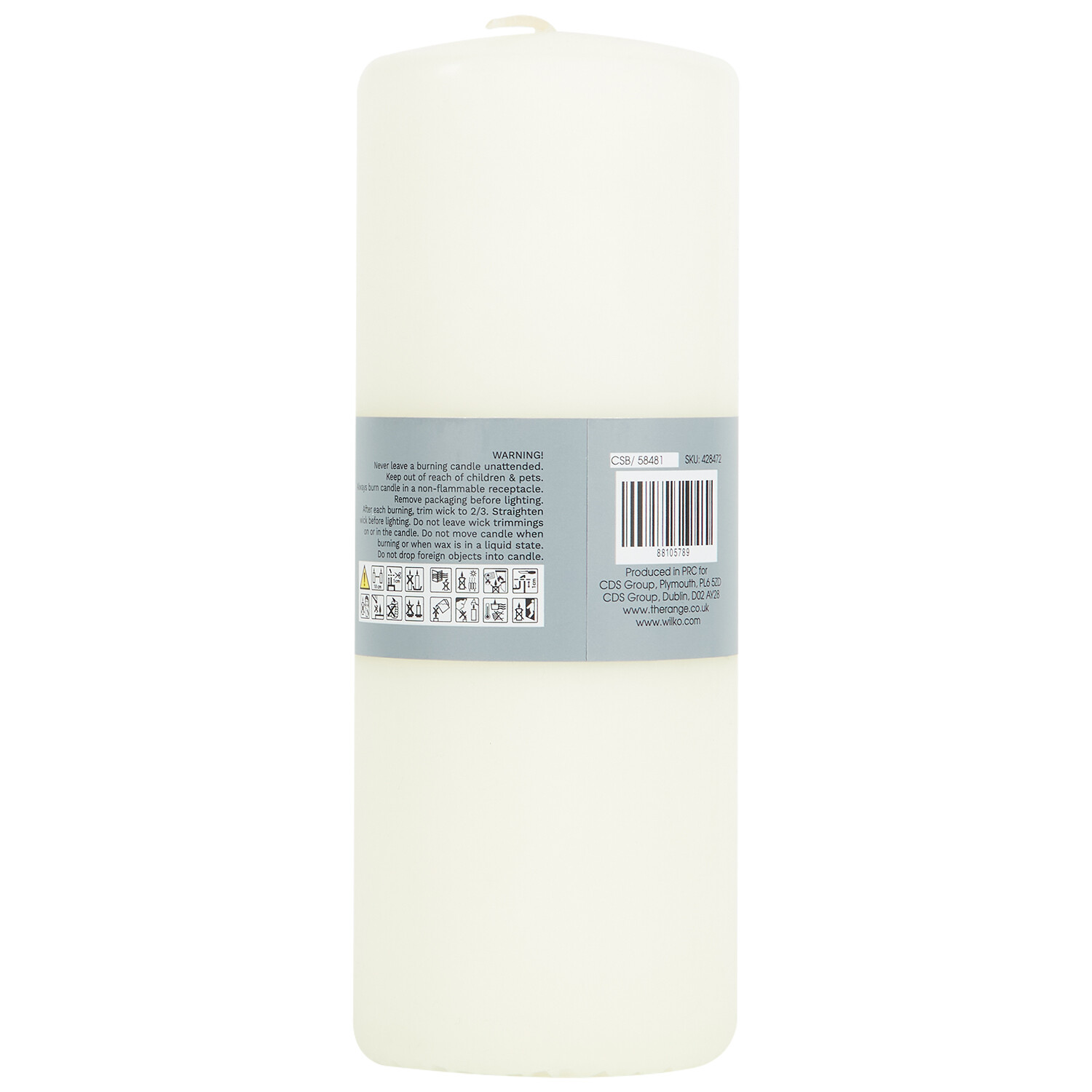 Jonas and James Essentials Church Candle White 85hr 7.5 x 20cm Image 2