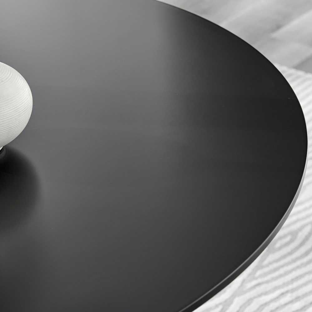 Furniturebox Nova Harley 4 Seater Round Dining Set Black High Gloss and Dark Grey Image 5