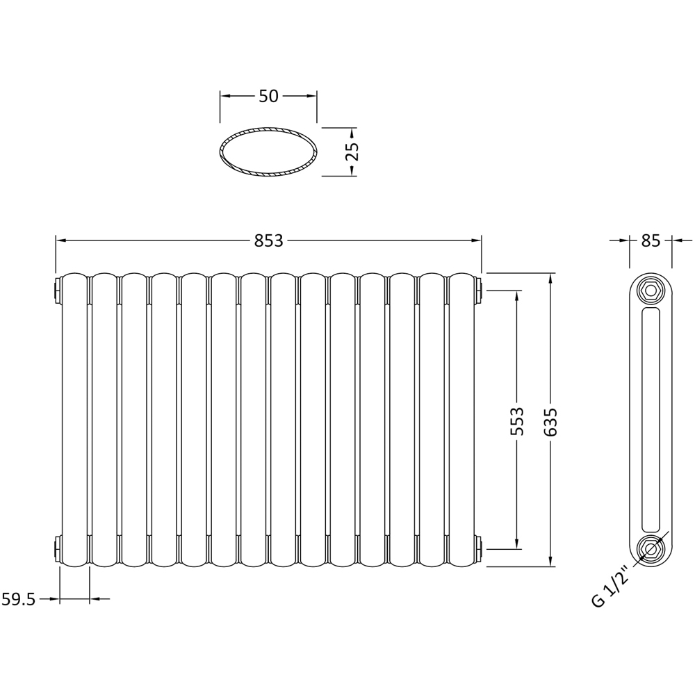 nuie Salvia High Gloss White Radiator 863 x 635mm Image 3