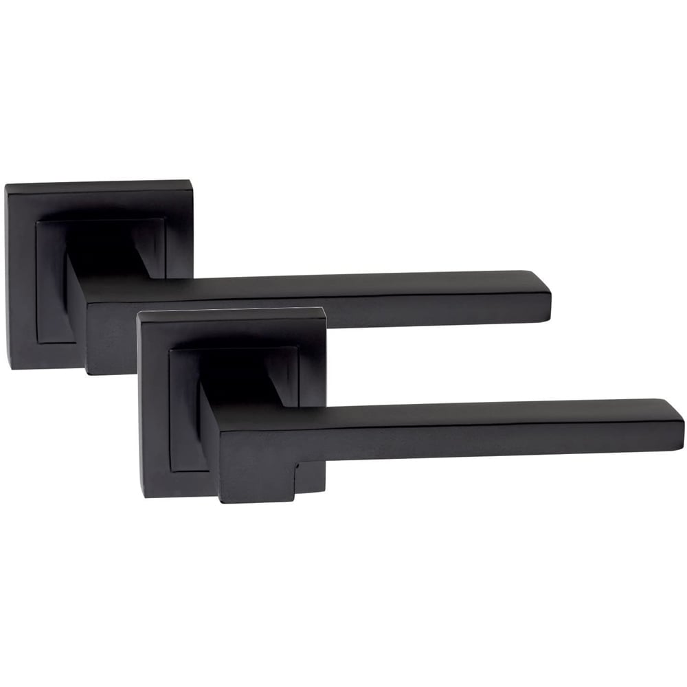Golden Grace Matt Black Rose Zeta Latch Lock Door Handle Set 4 Pack Image 3