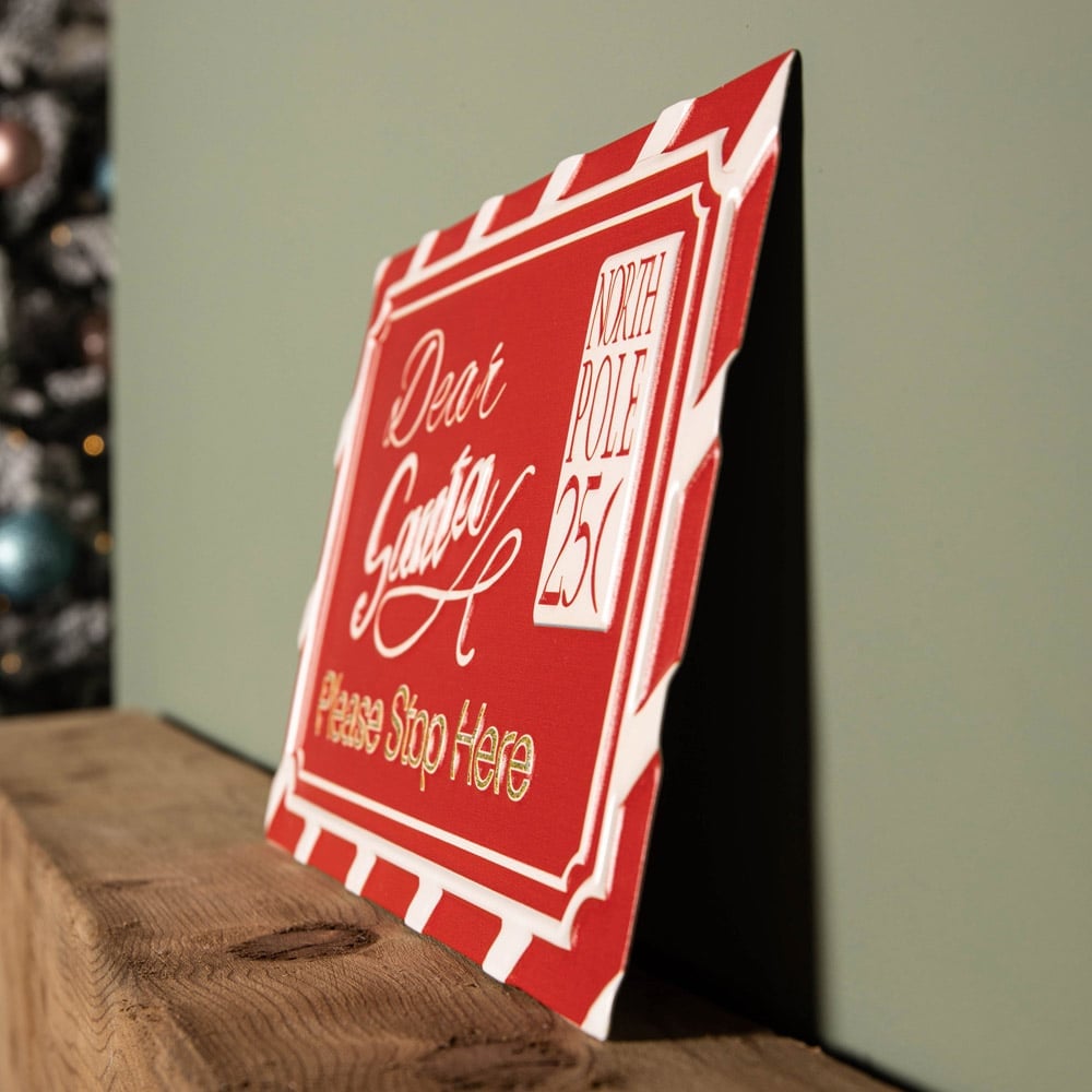 Samuel Alexander Red and White Metal Dear Santa Stop Here Hanging Sign 29cm Image 6